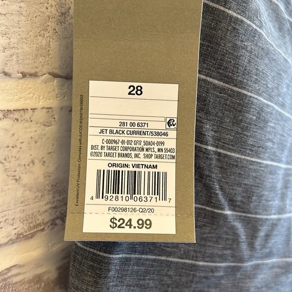 Goodfellow NWT Men’s Hybrid Swim Shorts Gray White Stripes 10.5” inseam Sz 28 - Picture 6 of 6